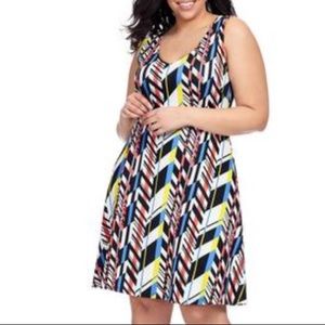 Jete Woman plus patterned fit flare stretchy dress